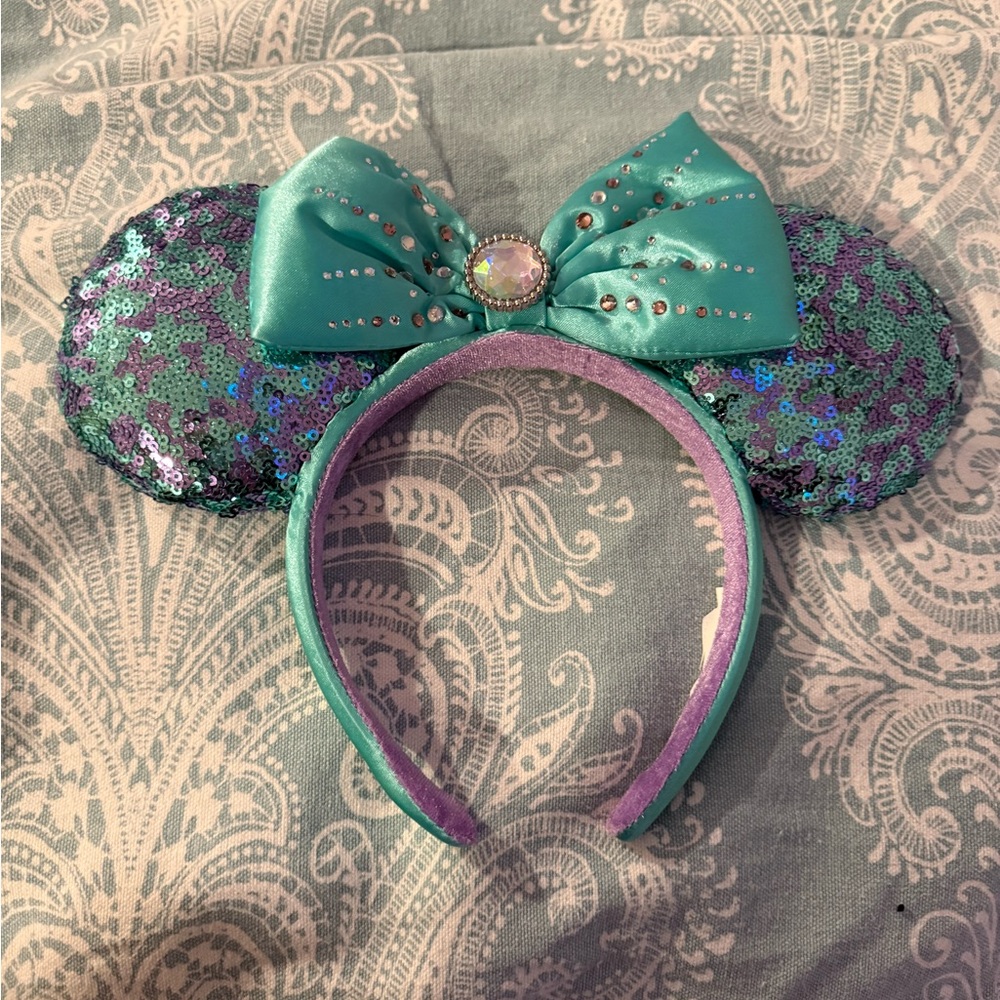 Teal Sequin Bow Ears Headband